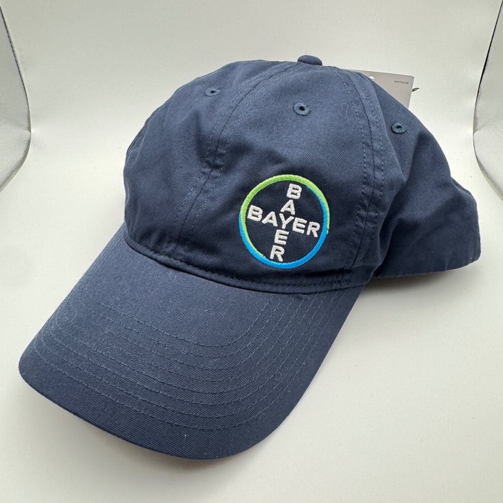 Nike Golf Hat Blue Bayer Logo Embroidered Adjustable Cap Advertising Dad